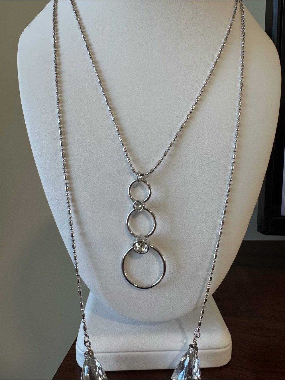 Touchstone Crystal Swarovski Melody Converter Necklace Silver Lariat